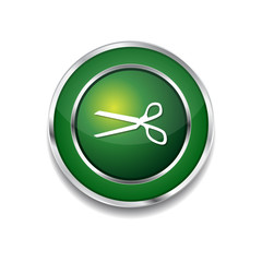 Scissor Sign Green Vector Icon Button