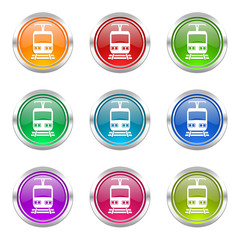 train colorful web icons vector set