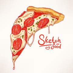 appetizing slice of pizza Margherita