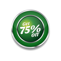 Get 75 Percent Green Vector Icon Button