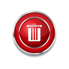 Recycle Bin Red Vector Icon Button