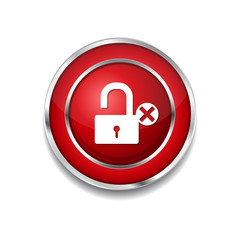 Unlock Red Vector Icon Button
