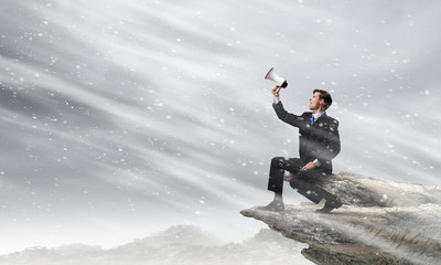 Businessman announcing something