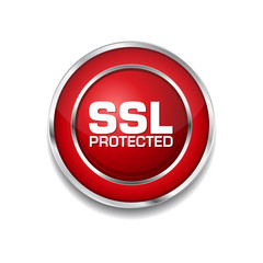 SSL Protected Red Vector Icon Button