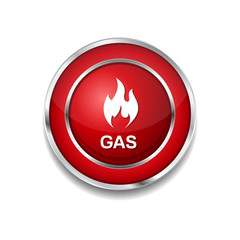 Gas Sign Red Vector Icon Button