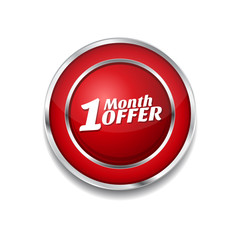1 Month Offer Red Vector Icon Button