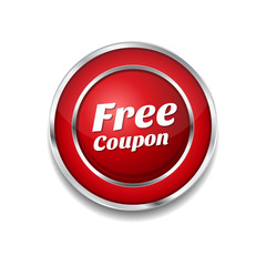 Free Coupen Red Vector Icon Button