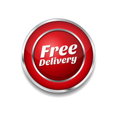 Free Delivery Red Vector Icon Button