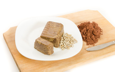 Halva traditional romanian dessert with sunflower seeds