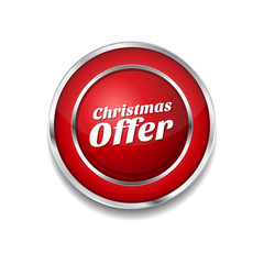 Christmas Offer Red Vector Icon Button
