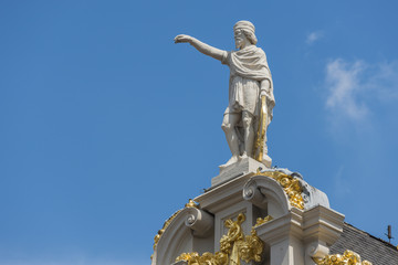 Guildhalls on the Grand Place of Brussels in Belgium.