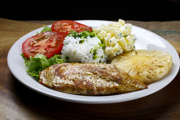 pork steak with pineapple and rice