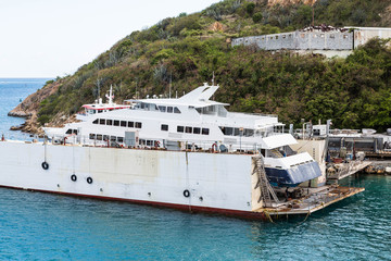 Large Yacht in Dry Dock