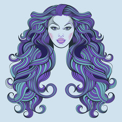 Malvina, a girl with blue hair