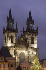 Fototapeta na wymiar Prague with christmas decoration