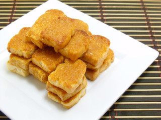 delicious garlic bread on white dish