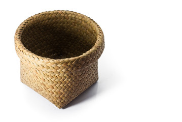 wicker basket isolated on white background