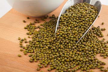 Mung beans with transfer scoop