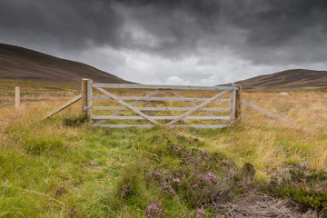 Fototapeta na wymiar Wooden gate in the Scottish Highlands