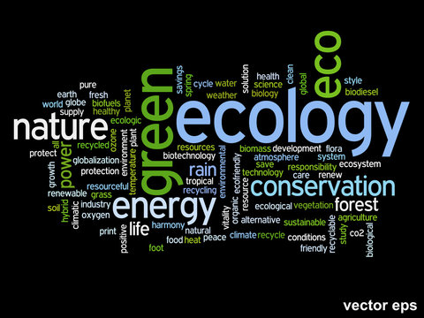 Vector conceptual ecology word cloud