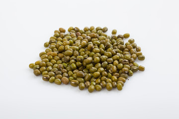 Mung beans on white background