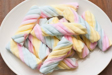 background or texture of colorful mini marshmallows