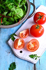 Tomatoes and green lettuce