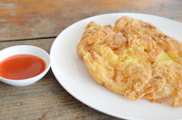 Omelet with minced pork with chili sauce