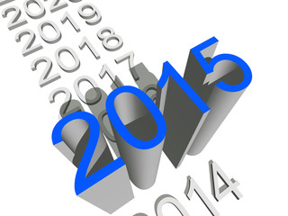 Conceptual 3D blue 2015 year isoalted