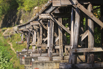 old wood structure of dead railways bridge important landmark an