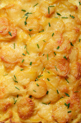 Potato gratin dauphinoise chopped chives