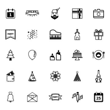 Christmas and new year line icons on white background