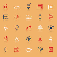 Christmas and new year line icons with reflect