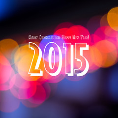 New year sign on blurred bokeh background. Happy New Year card