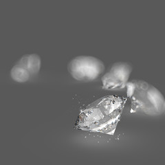 Fototapeta premium Diamonds 3d composition on grey background