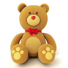 Brown teddy bear isolated on white. 3d render