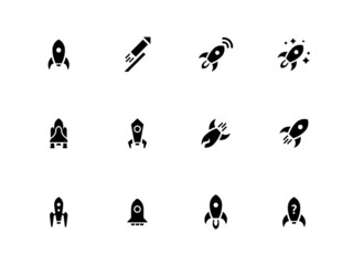 Rocket set icons on white background.