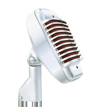 Aluminum microphone on a white background