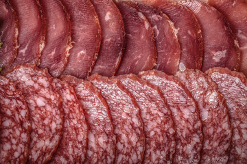 The background - detail of sliced salami