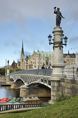 Fototapeta na wymiar Djurgardsbron (The Djurgarden Bridge) in Stockholm. Sweden