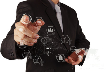 businessman hand working with logistics technology concept