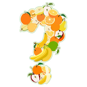 Question mark made of fruits. Vector illustration