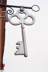 Vilnius, Lithuania, 2014: sign on the house in the form of key