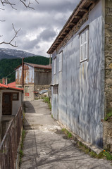 Street in Milia village, near Metsovo, Greece