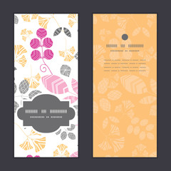 Vector abstract pink, yellow and gray leaves vertical frame