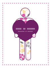 Vector abstract pink, yellow and gray leaves man in love