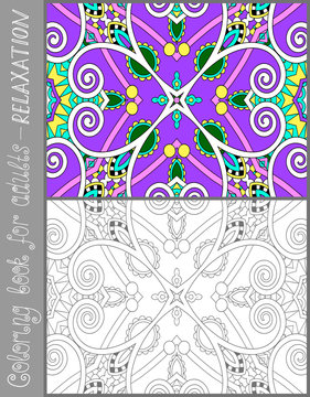 coloring book page for adults - flower paisley design