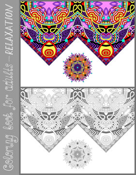 coloring book page for adults - flower paisley design