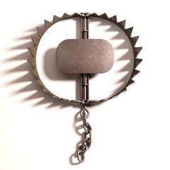 Bear trap with clipping path included.