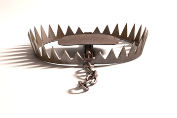 Bear trap with clipping path included. - obrazy, fototapety, plakaty